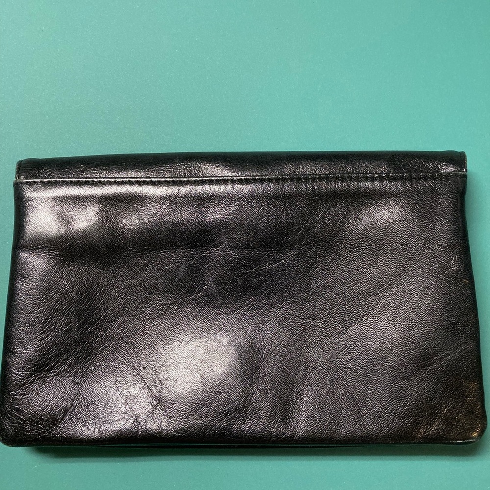 Vintage Black Leather Clutch - Picture 2 of 9